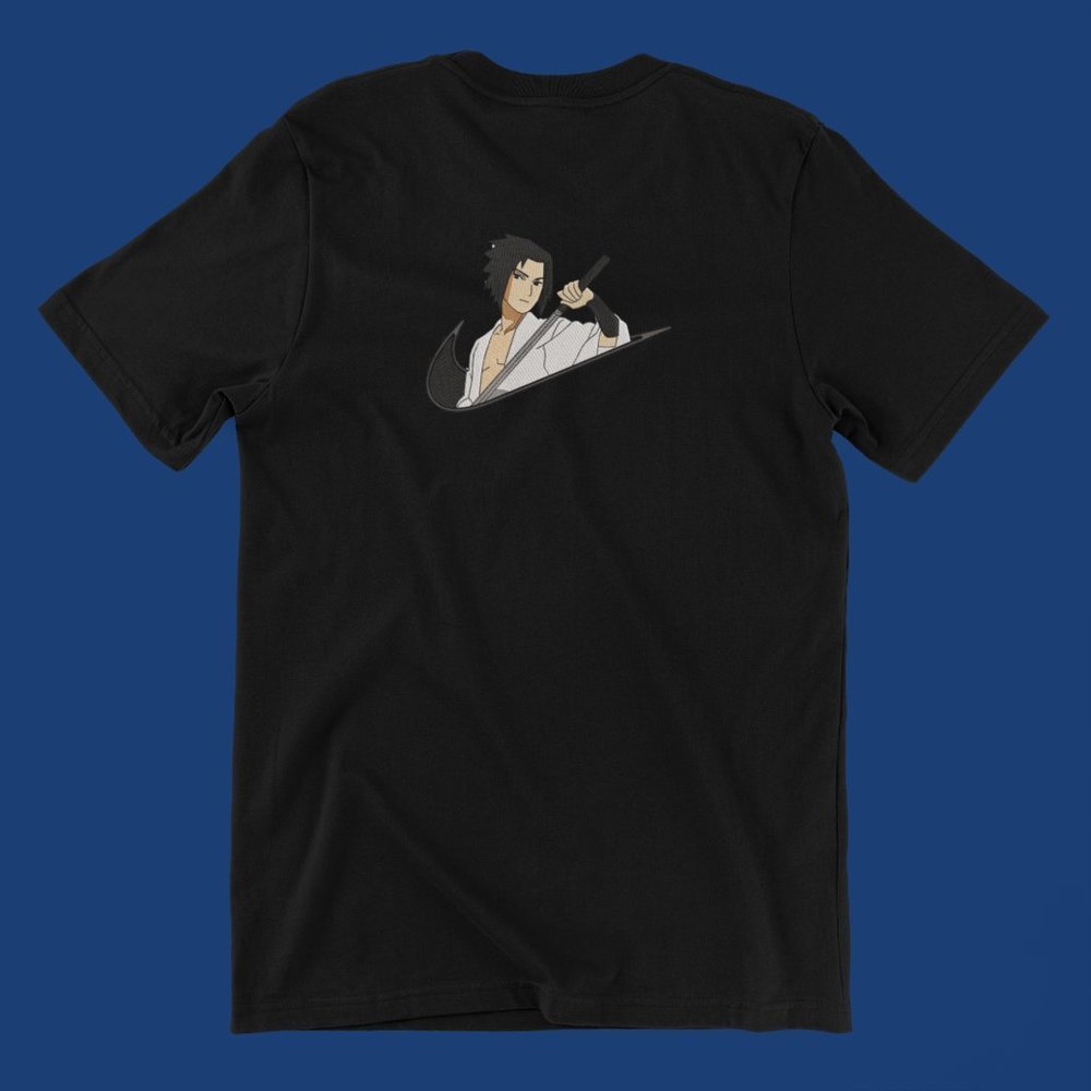 New- White&black Embroidered anime box T-shirt